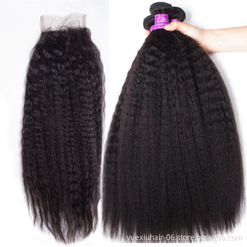 CELIE Cuticle Aligned Raw Virgin Hair Factory Price 4x4 Kinky Straight Thin Lace Frontal Closure